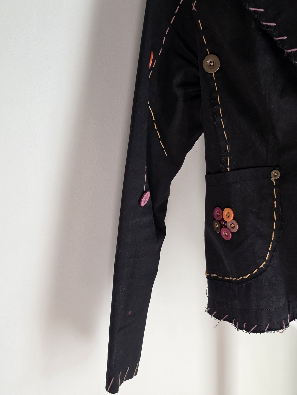 Miss Lisa Black Embroidered Button-Accent Blazer Jacket - Picture 5 of 9